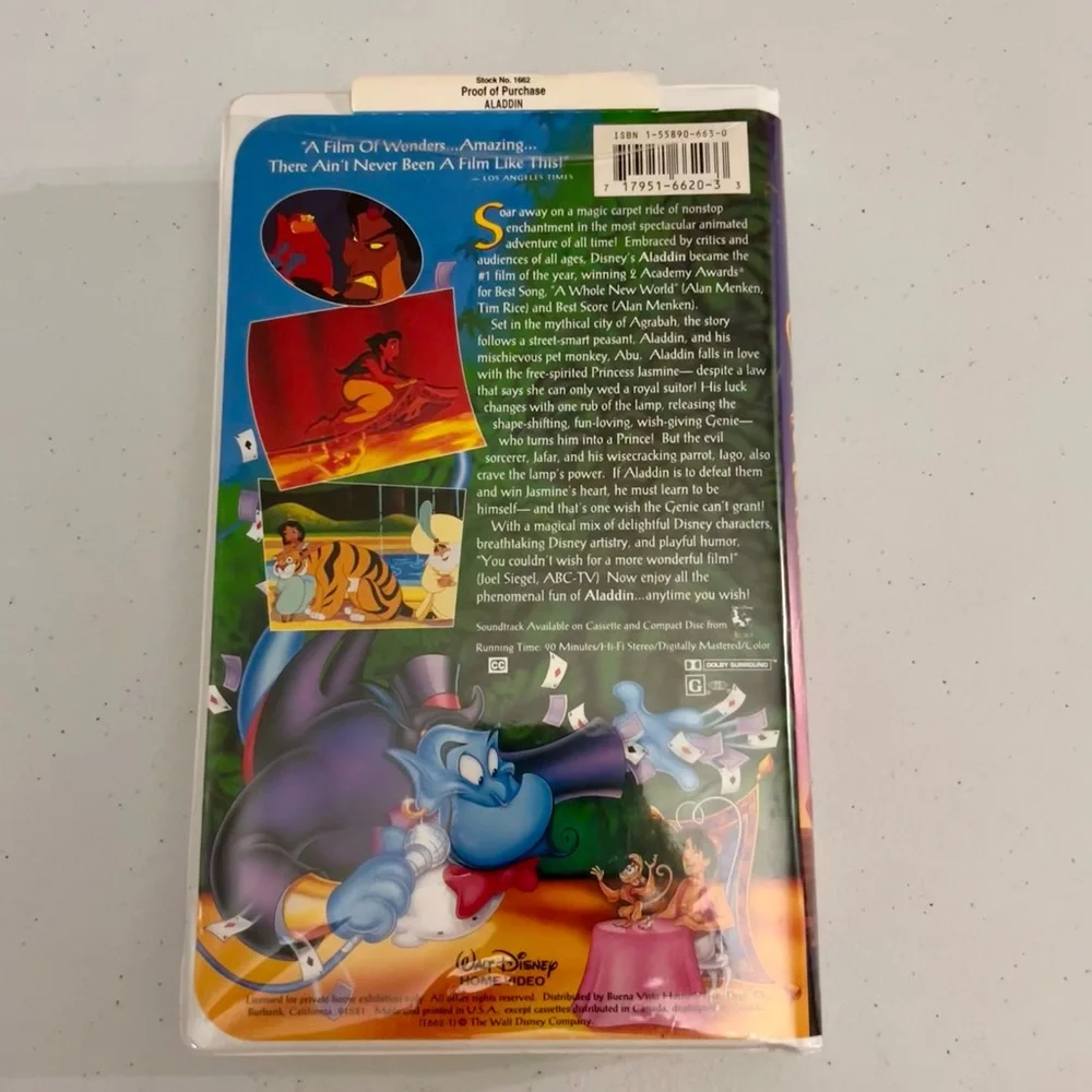Disney’s Aladdin 1662 Black Diamond VHS